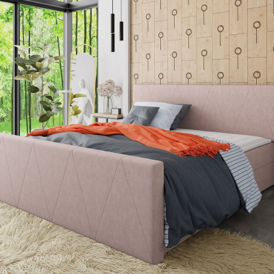Americká manželská posteľ s vysokým čelom 160x200 RANON 3 - ružová + topper ZDARMA