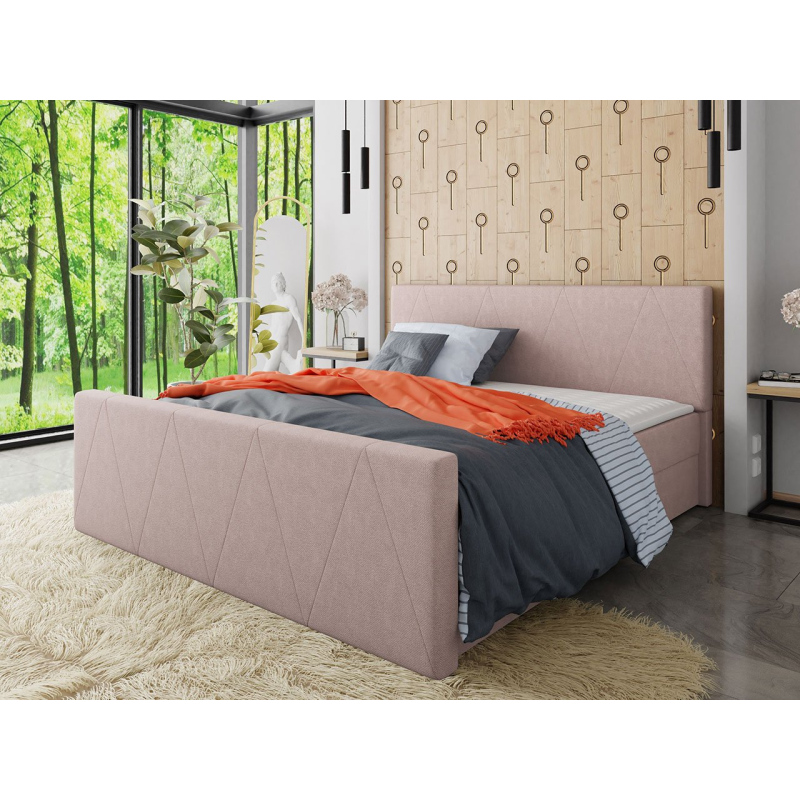 Americká manželská posteľ s vysokým čelom 160x200 RANON 3 - ružová + topper ZDARMA