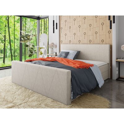 Americká manželská posteľ s vysokým čelom 160x200 RANON 3 - béžová + topper ZDARMA
