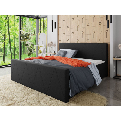 Americká manželská posteľ s vysokým čelom 140x200 RANON 3 - čierna + topper ZDARMA