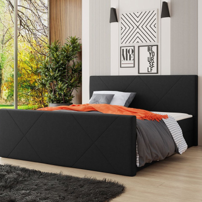 Americká posteľ s úložným priestorom 180x200 RANON 4 - čierna + topper ZDARMA