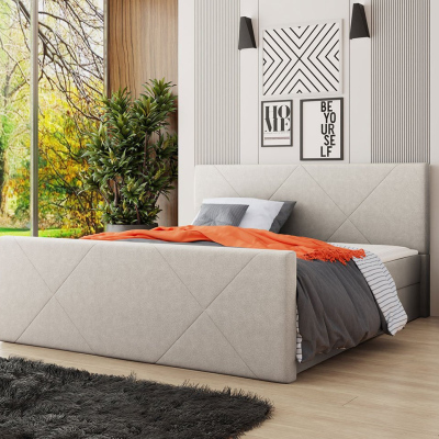 Americká posteľ s úložným priestorom 140x200 RANON 4 - béžová + topper ZDARMA