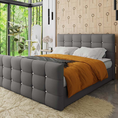 Americká manželská posteľ 180x200 TORNIO - šedá ekokoža + topper ZDARMA