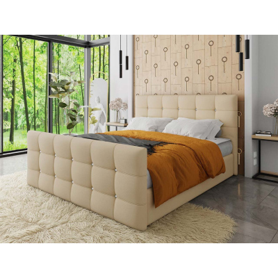 Americká manželská posteľ 180x200 TORNIO - béžová ekokoža + topper ZDARMA