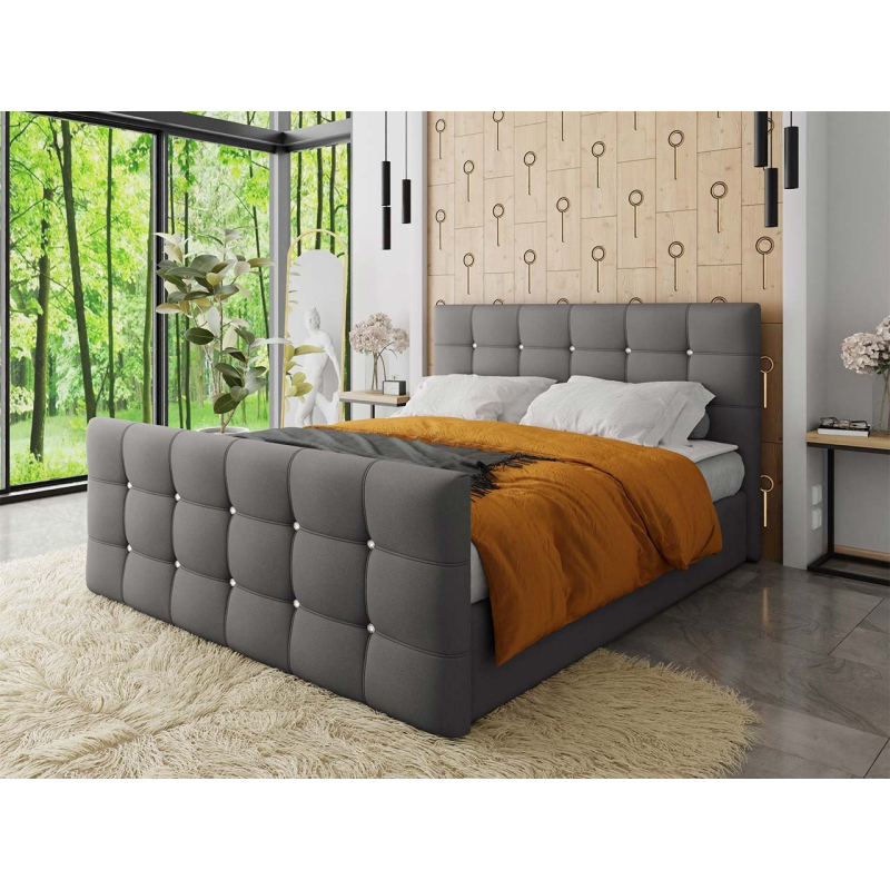 Americká manželská posteľ 160x200 TORNIO - šedá ekokoža + topper ZDARMA