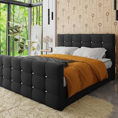 Americká manželská posteľ 160x200 TORNIO - čierna + topper ZDARMA