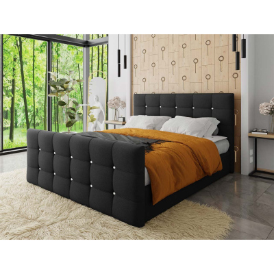 Americká manželská posteľ 160x200 TORNIO - čierna + topper ZDARMA