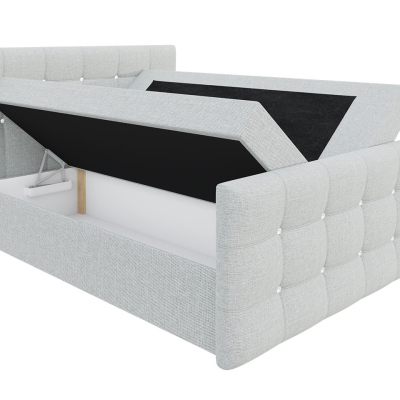 Americká manželská posteľ 180x200 TORNIO - biela ekokoža + topper ZDARMA