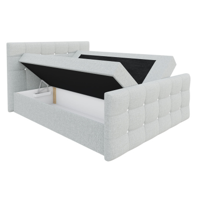 Americká manželská posteľ 160x200 TORNIO - šedá ekokoža + topper ZDARMA