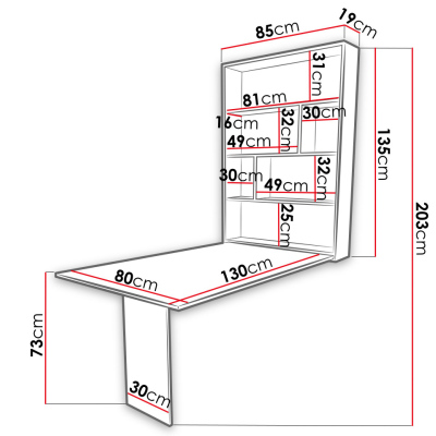 Moderný sklápací jedálenský stôl OMBO - betón / čierny