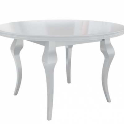 Rozkladací okrúhly jedálenský stôl KRAM 2 - lesklý biely
