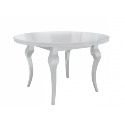 Rozkladací okrúhly jedálenský stôl KRAM 2 - lesklý biely