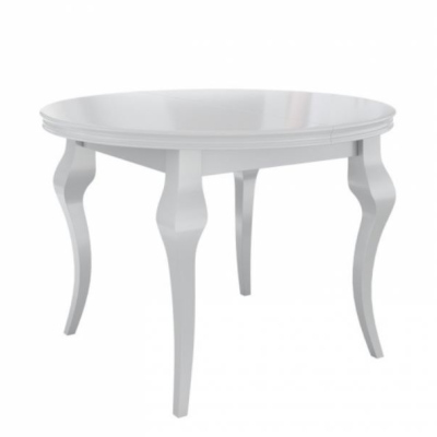 Rozkladací okrúhly jedálenský stôl KRAM 1 - lesklý biely