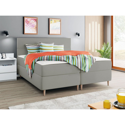 Hotelová posteľ s úložným priestorom 180x200 KALIX - svetlá šedá + topper ZDARMA