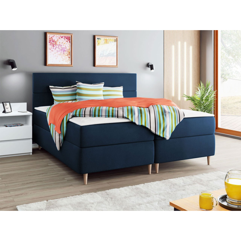 Hotelová posteľ s úložným priestorom 180x200 KALIX - modrá + topper ZDARMA