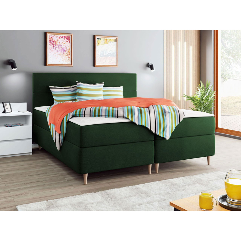 Hotelová posteľ s úložným priestorom 180x200 KALIX - zelená + topper ZDARMA