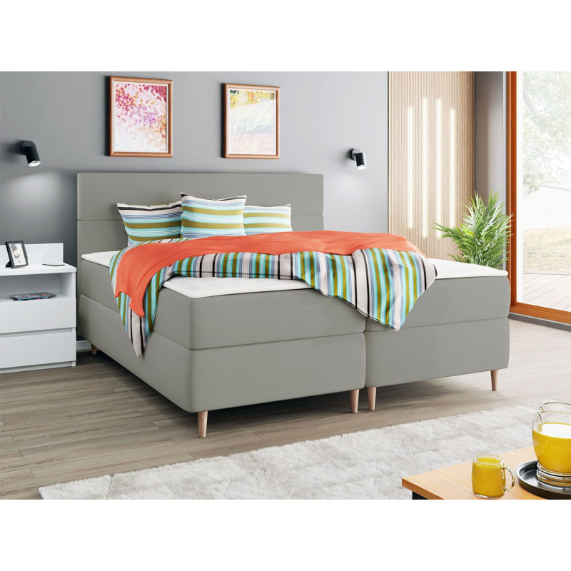 Hotelová posteľ s úložným priestorom 140x200 KALIX - svetlá šedá + topper ZDARMA