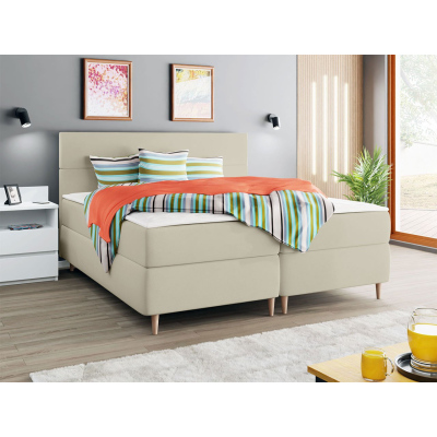 Hotelová posteľ s úložným priestorom 140x200 KALIX - béžová + topper ZDARMA