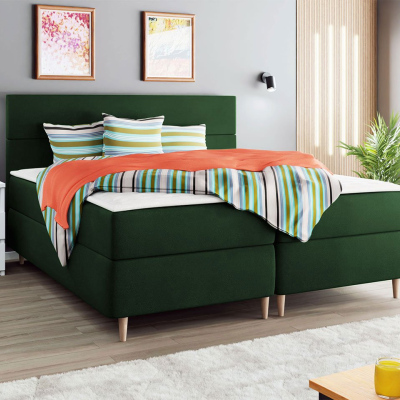 Hotelová posteľ s úložným priestorom 140x200 KALIX - zelená + topper ZDARMA