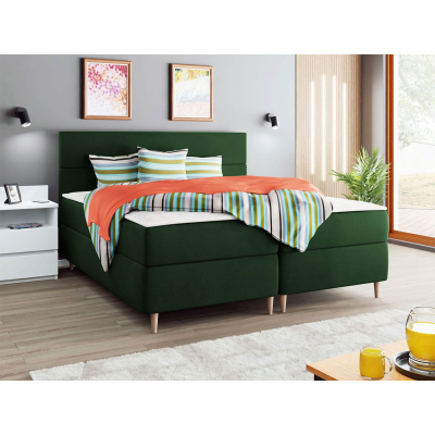 Hotelová posteľ s úložným priestorom 140x200 KALIX - zelená + topper ZDARMA