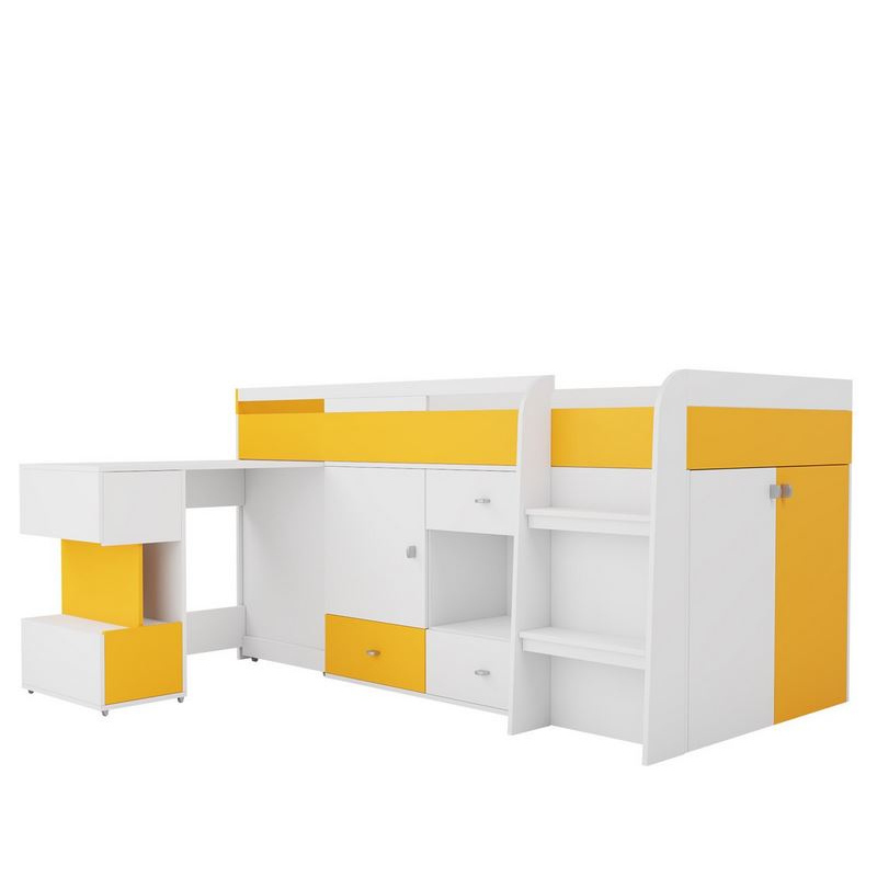 Multifunkčná detská posteľ 90x200 HARKA - biela / žltá