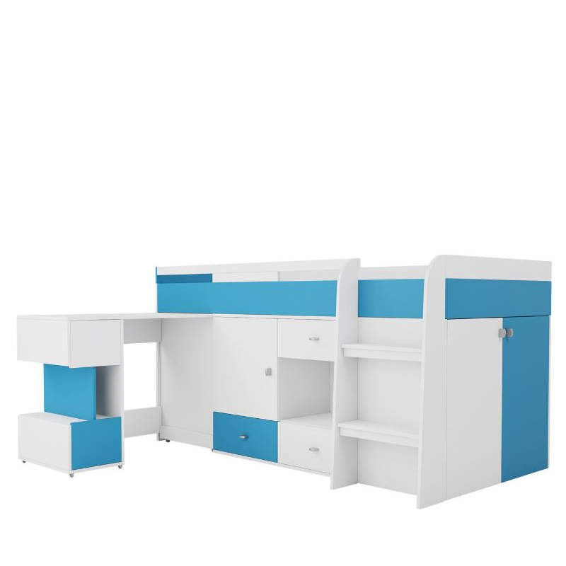 Multifunkčná detská posteľ 90x200 HARKA - biela / modrá