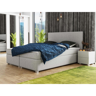 Americká manželská posteľ s vysokým čelom 160x200 PITEA - svetlá šedá + topper ZDARMA