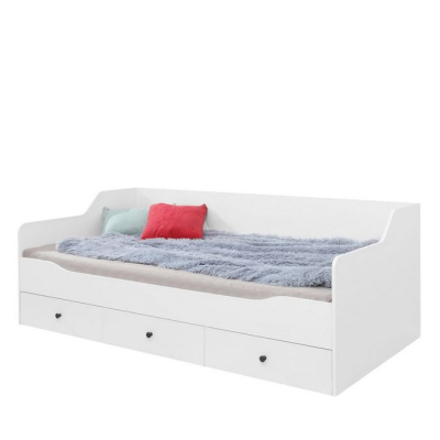 Jednolôžková posteľ so šuplíkmi 90x200 ROVARA - biela / lesklá biela