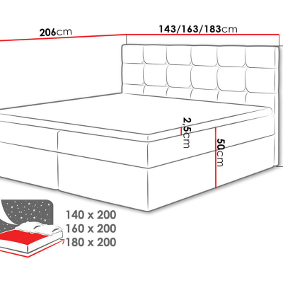 Kontinentálna manželská posteľ 180x200 CAROLA - béžová + topper ZDARMA