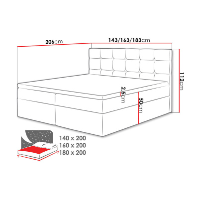 Kontinentálna manželská posteľ 180x200 CAROLA - béžová + topper ZDARMA