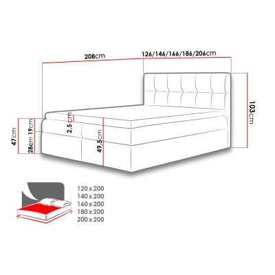 Hotelová manželská posteľ 180x200 KOLDBY - béžová + topper ZDARMA