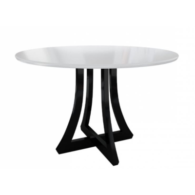 Okrúhly kuchynský stôl TULZA 1 - lesklý biely / lesklý čierny