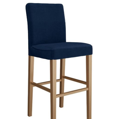 Barová stolička SAYDA - prírodné drevo / modrá