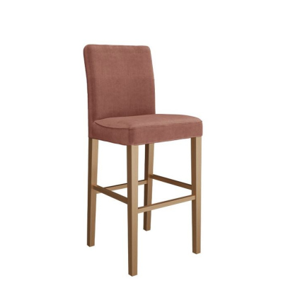 Barová stolička SAYDA - prírodné drevo / ružová