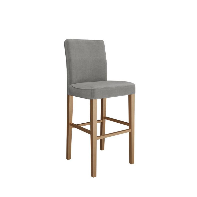 Barová stolička SAYDA - prírodné drevo / šedá
