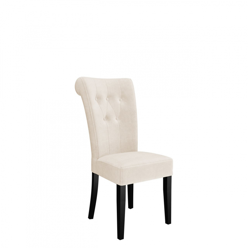 Luxusná jedálenská stolička NOSSEN 3 - čierna / béžová / pozlátené klopadlo