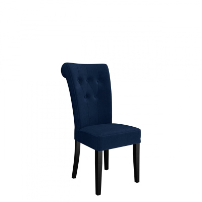 Luxusná jedálenská stolička NOSSEN 3 - čierna / modrá / čierne klopadlo