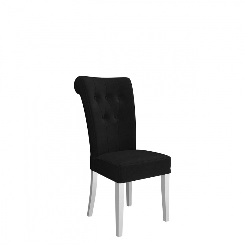 Luxusná jedálenská stolička NOSSEN 3 - polomatná biela / čierna / čierne klopadlo