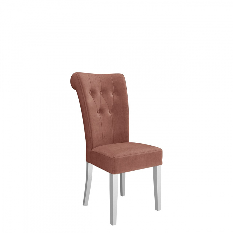 Luxusná jedálenská stolička NOSSEN 3 - polomatná biela / ružová / pozlátené klopadlo