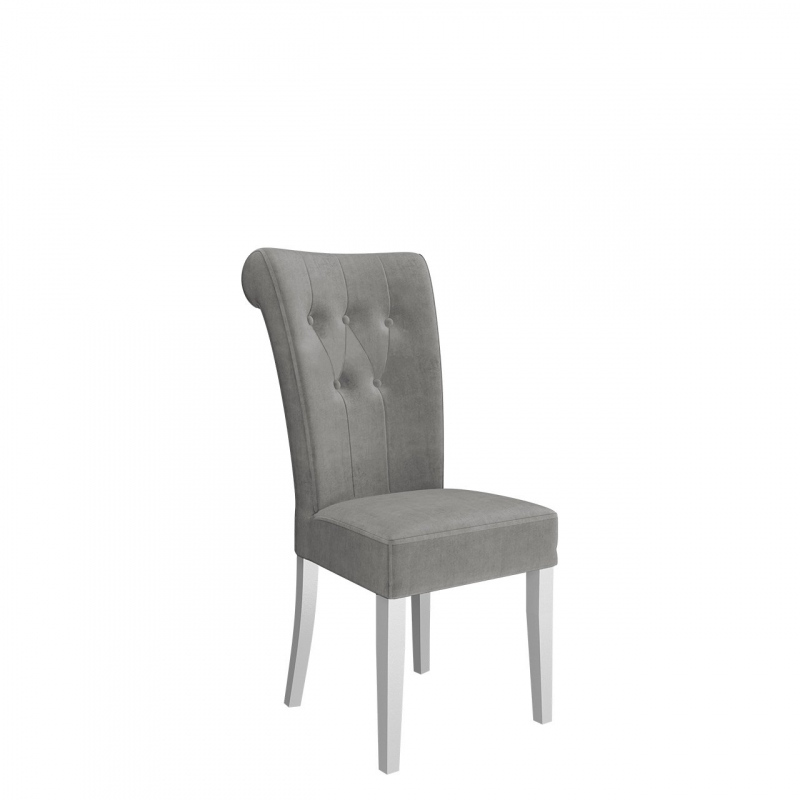 Luxusná jedálenská stolička NOSSEN 3 - polomatná biela / šedá / chrómované klopadlo