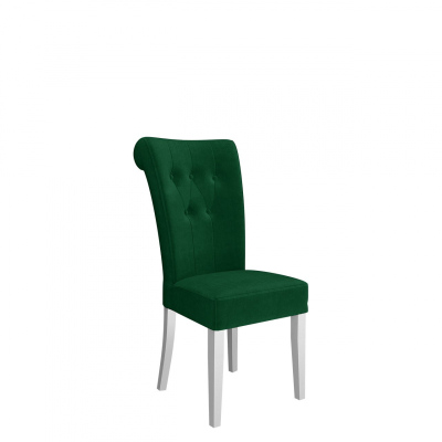 Luxusná jedálenská stolička NOSSEN 3 - polomatná biela / zelená / čierne klopadlo