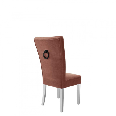 Luxusná kuchynská stolička NOSSEN 4 - polomatná biela / ružová / čierne klopadlo