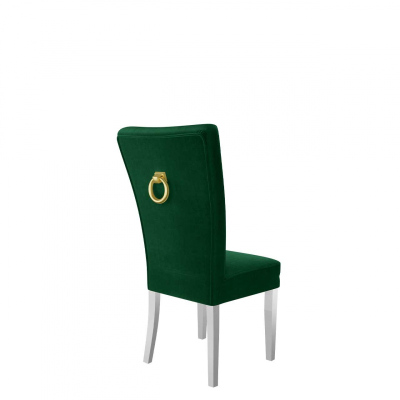 Luxusná kuchynská stolička NOSSEN 4 - polomatná biela / zelená / pozlátené klopadlo