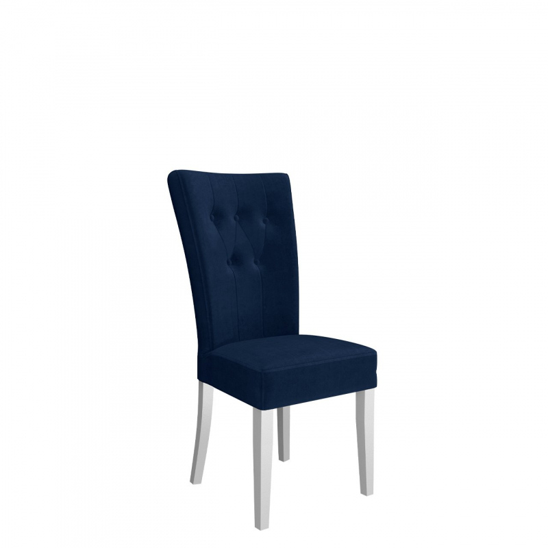 Luxusná kuchynská stolička NOSSEN 4 - polomatná biela / modrá / chrómované klopadlo