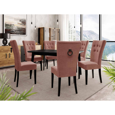 Luxusná kuchynská stolička NOSSEN 4 - čierna / ružová / čierne klopadlo