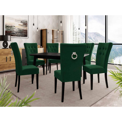 Luxusná kuchynská stolička NOSSEN 4 - čierna / zelená / chrómované klopadlo