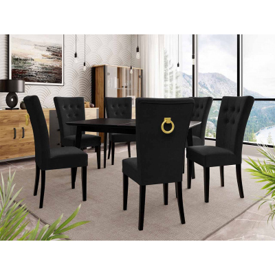 Luxusná kuchynská stolička NOSSEN 4 - čierna / pozlátené klopadlo