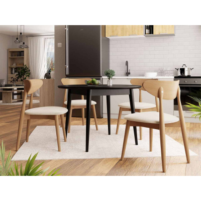 Stolička do kuchyne NOSSEN 5 - prírodné drevo / béžová