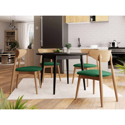 Stolička do kuchyne NOSSEN 5 - prírodné drevo / zelená