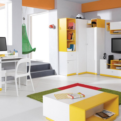 Nábytok do detskej izby HARKA 5 - biely / žltý
